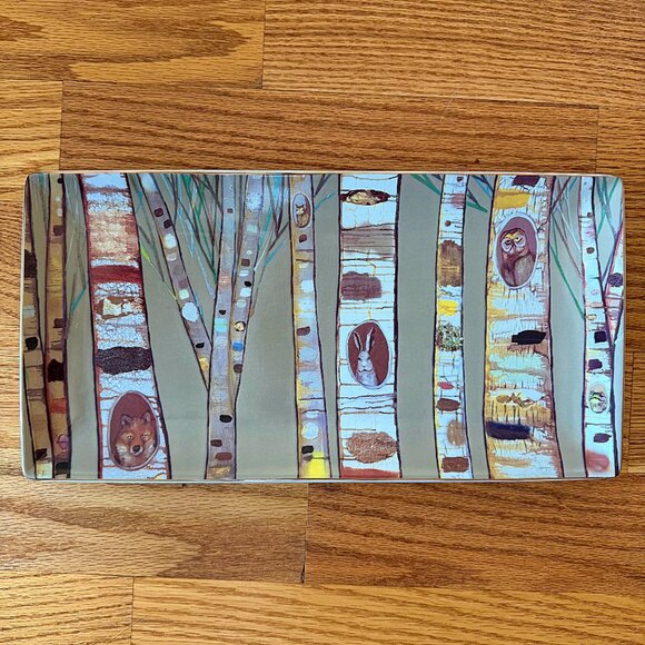 Eli Halpin Art Forest Tree Homes Fall Decor Ceramic Plate Tray - Picture 2 of 6